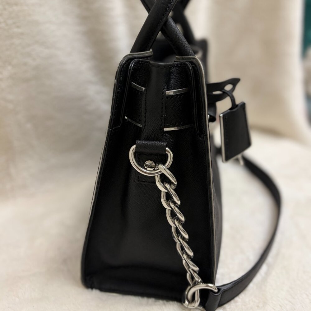 Timeless Michael Kors Hamilton Black w/Silver Trim Saffiano Leather Tote - Picture 9 of 11